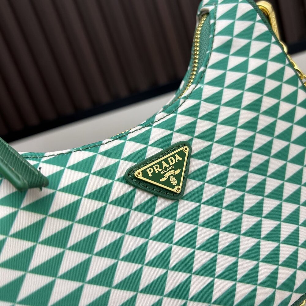 Prada Green & White Geometric Shoulder Bag - Picture 4 of 7